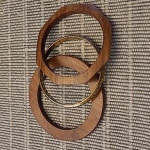 Wood and Brass Bangle Set